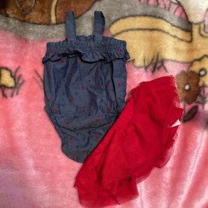 Tank top onesie and a red tutu